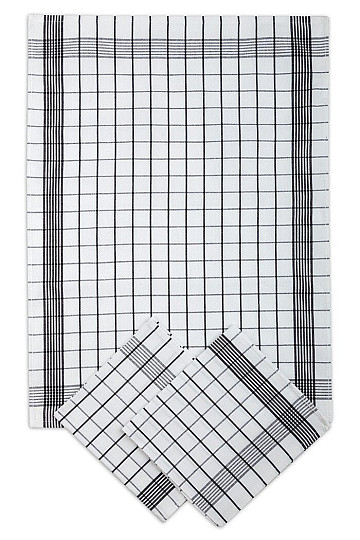 Serviettes coton BLANC-NOIR