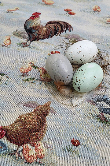 Nappe et écharpe tapisserie BACKYARD HEN