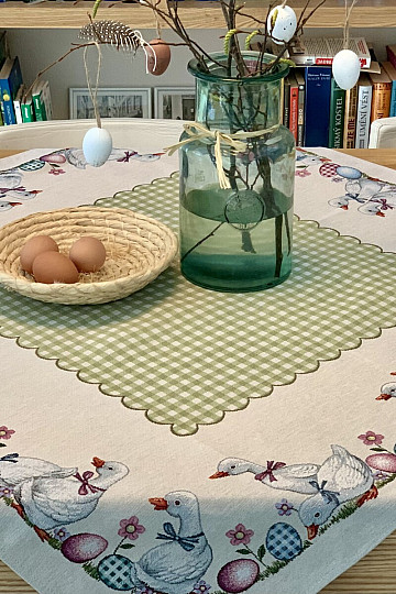 Nappe et écharpe tapisserie HUSIČKA ZELENÉ KÁRO