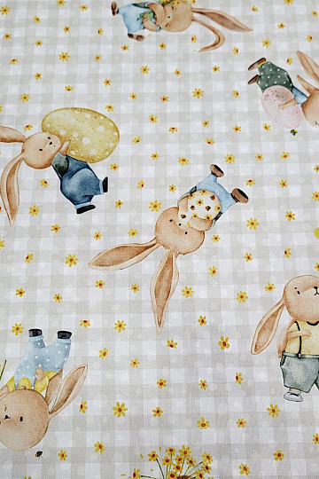 Tissu décoratif BUNIES ET FLEURS