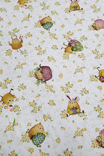 Tissu décoratif POULET ET OEUFS