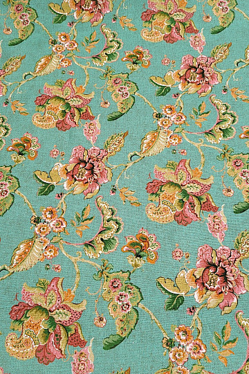 Tissu décoratif FLEURS INDIENNES turquoise