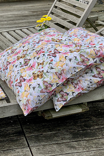 Linge de lit français en satin de coton PAPILLONS