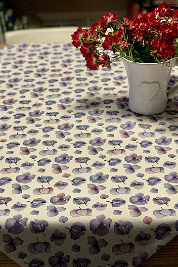 Nappe et châle FLEURS BLEU VIOLET MONTANA