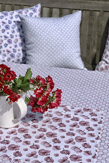 Nappe et châle MONTANA FLEUR VIEILLE ROSE