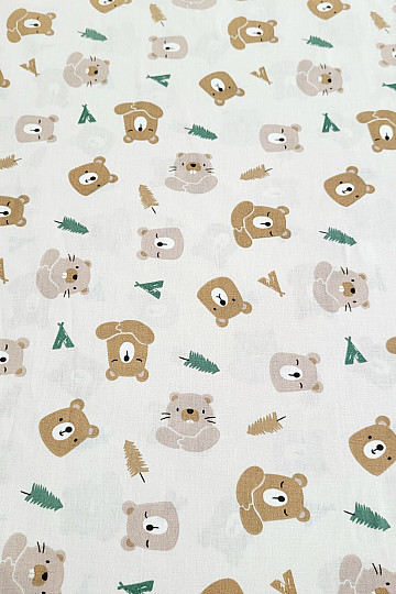 Tissu coton OURS ET CASTOR