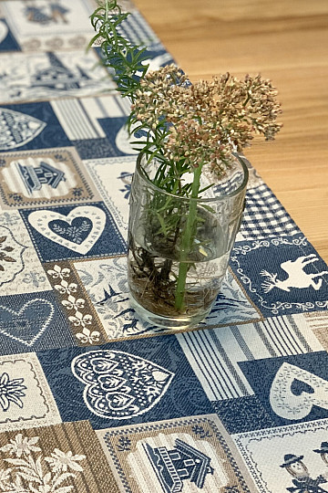 Nappe tapisserie, écharpe PATCHWORK SRDCE bleu