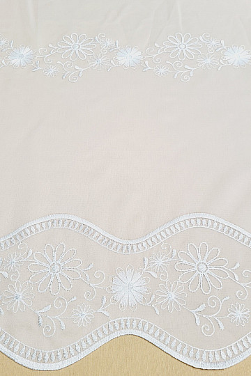 Rideau brodé V 325 FLEUR blanc