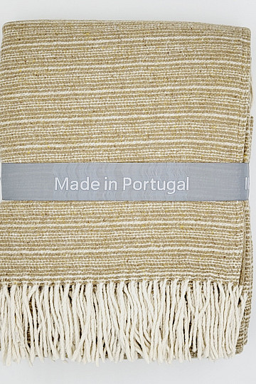 COUVERTURE BEIGE À FRANGES