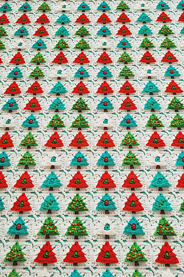 Tissu coton ARBRES AU CROCHET