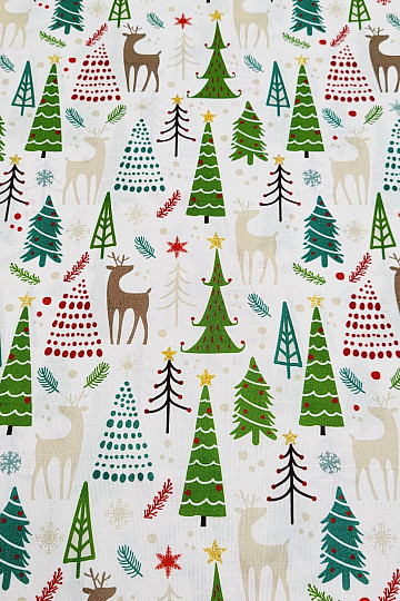 Tissu coton FORÊT DE NOËL