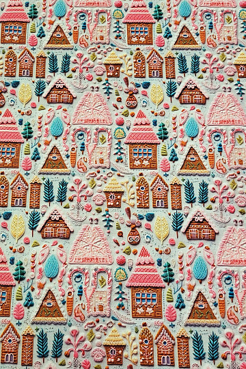 Tissu en coton GINGERBREAD COTTAGE