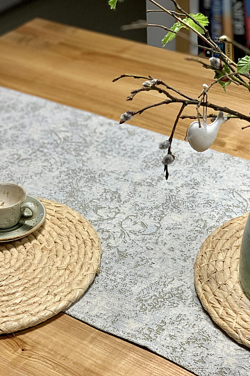 Nappe et foulard en tapisserie MARBRE BEIGE