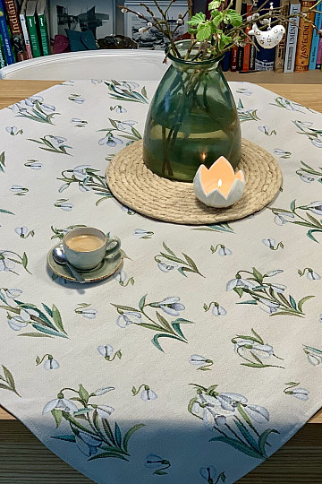 Nappe et écharpe en tapisserie PERCE-NEIGE