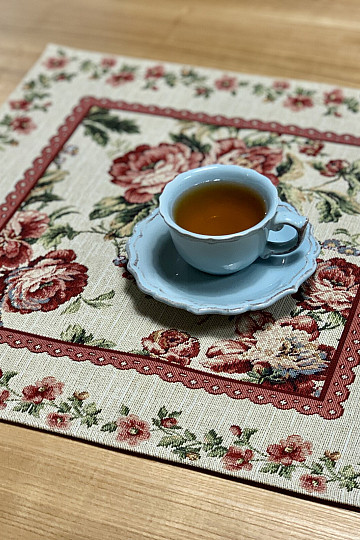 Set de table en tapisserie GRANDE DENTELLE ROSE