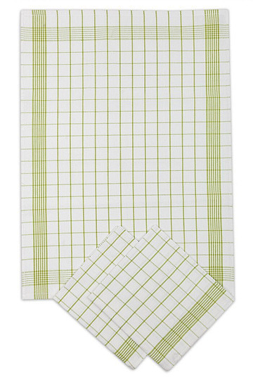 Serviettes en coton POSITIV GREEN CHECK