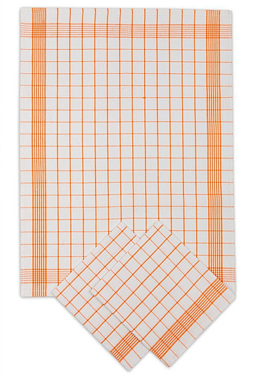 Serviettes en coton POSITIV ORANGE CHECK