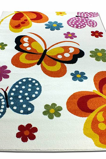 Tapis enfant MONDO NEW Papillons blanc