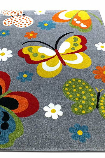 Tapis enfant MONDO NEW Papillons gris