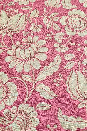 Tissu décoratif GOLDEN FLOWERS fond rouge