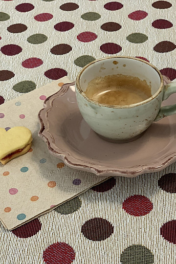 Nappe et foulard en tapisserie à POIS