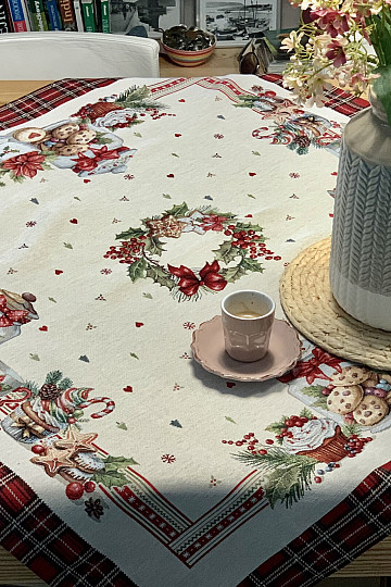 Nappe et écharpe en tapisserie BONBONS DE NOËL