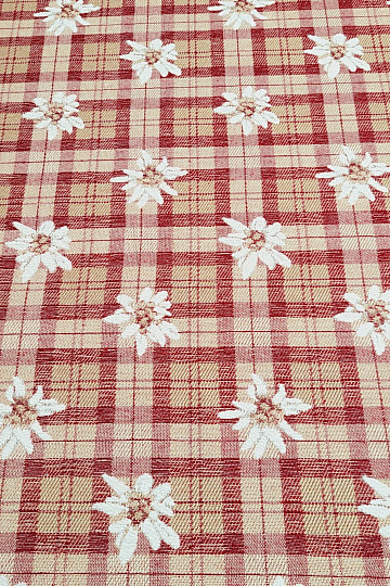 Tissu décoratif luxueux FLEURS ET DIAMANTS rouge