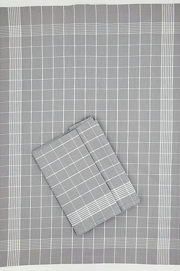 Serviettes en coton à carreaux gris clair