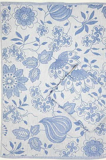 Serviettes en coton FLEURS BLEUES
