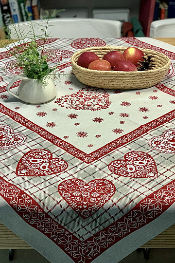 Nappe et foulard en tapisserie COEUR EN KARA