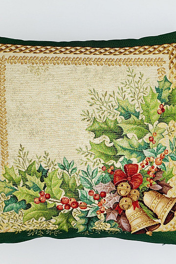 Housse de tapisserie de Noël BOUGIES FLAMBOYANTES bordure verte