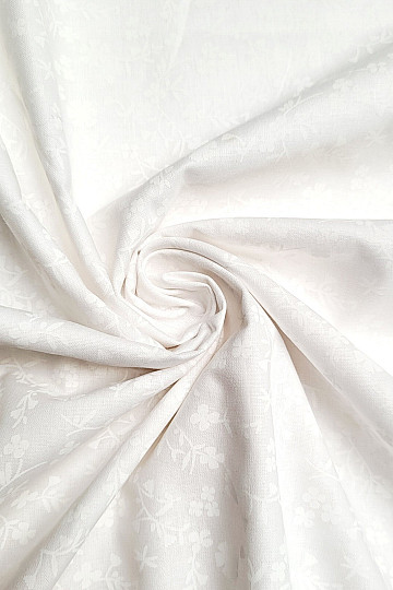 Tissu décoratif en coton MARGELIE fleur BLANC