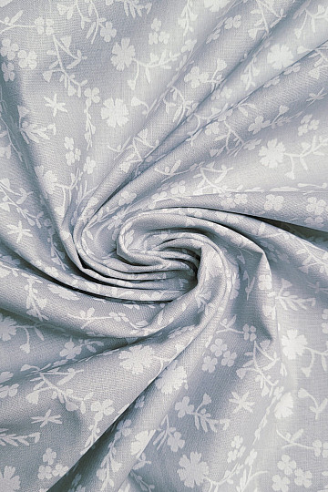 Tissu décoratif en coton MARGELIE fleur GRIS