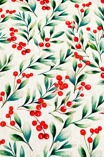 Tissu décoratif BAIES DE NOËL