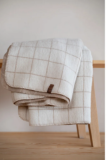 Couverture DF MERANO À CARREAUX BEIGE