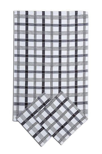 Serviettes modernes à carreaux en coton égyptien GRIS