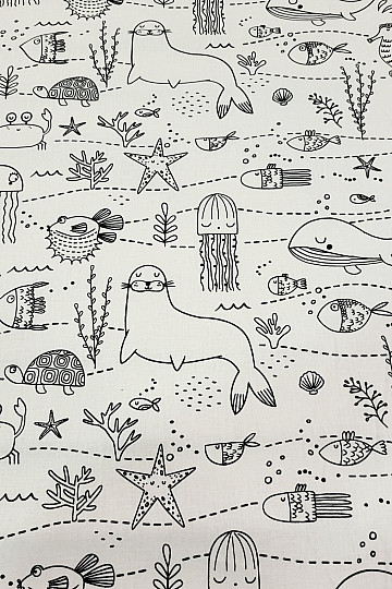 Peinture sur tissu MONDE SOUS-MARIN