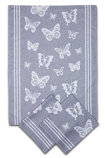 Serviettes PAPILLONS GRIS 3pcs