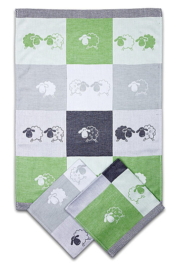 Torchons SHEEP DIAMETER GREEN 3 pcs