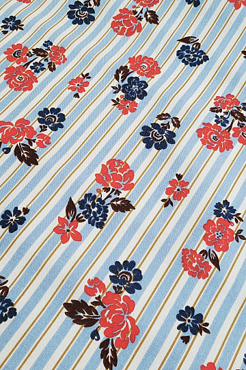 Tissu en coton RAYURES BLEUES RIMCHA