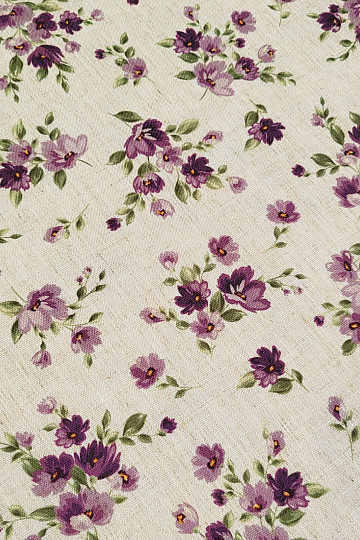 Tissu décoratif FLEURS LINO violet