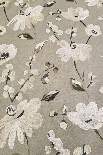 Tissu décoratif RICAMATO BRODERIE avec lin