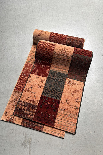 Tapis de couloir luxueux en laine ROYAL PATCHWORK vert