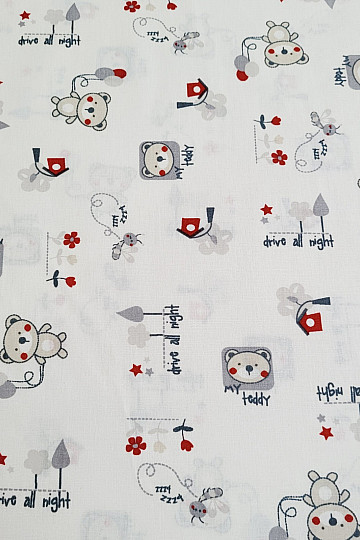Tissu pour enfant TEDDY BEAR rouge