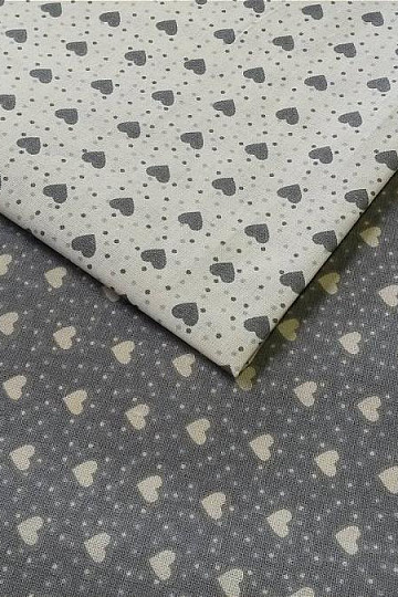 Tissu coton MINI HEART 05 crème, coeur gris