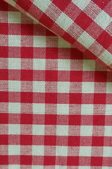 Tissu à carreaux MERIGNAC beige/rouge