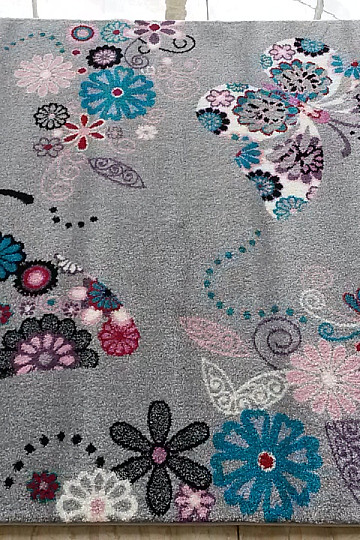 Tapis enfant BELLA Papillons gris