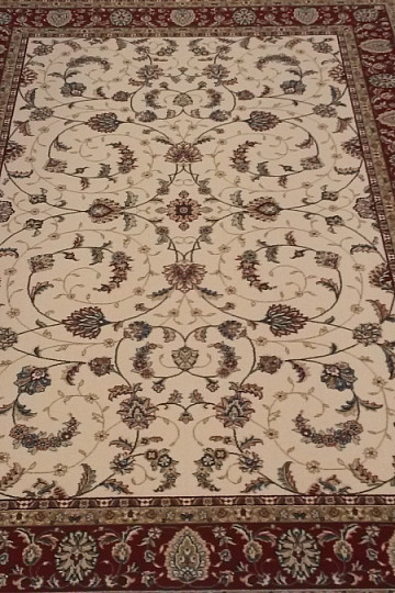 Tapis classique en laine ORIENT crème, bordure bordeaux