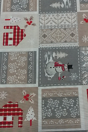 Tissu déco Noël PÈRE NOËL gris