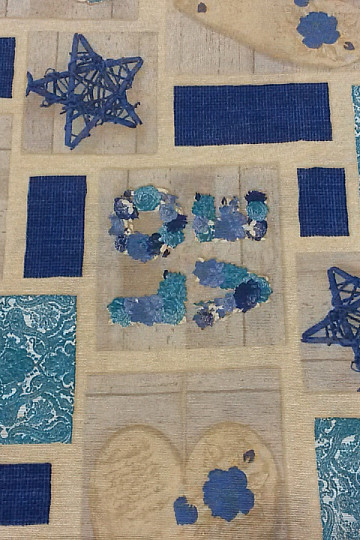Tissu déco LOVE CHRISTMAS bleu